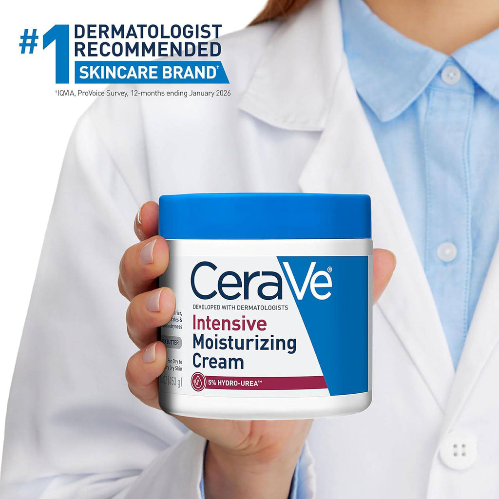 CeraVe Intensive Moisturizing Cream body lotion with shea butter, 19oz, fragrance-free, for dry skin, skin barrier repair, 72-hour hydration