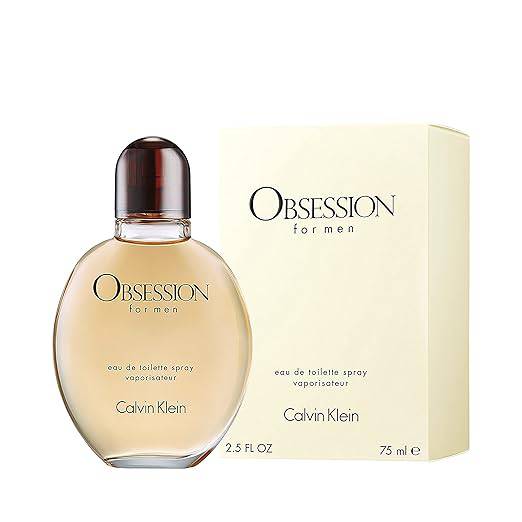 Calvin Klein Obsession for Men Eau de Toilette bottle with bergamot, mandarin, lavender, and musk notes, long-lasting men's cologne