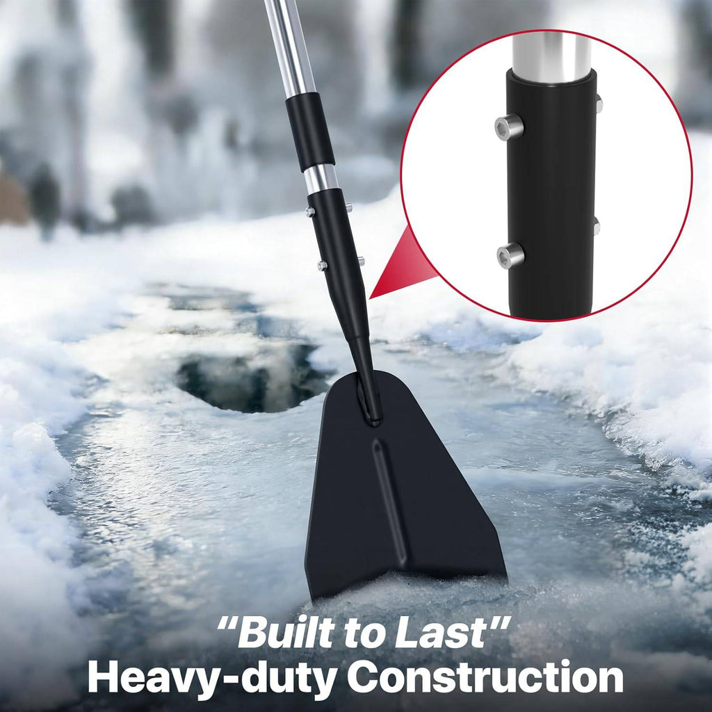 Ice Scraper with Saw-Tooth Edge - Heavy Duty Ice Chopper for Driveway, Sidewalk, Serrated Blade for Ice Breaking Tool, Effortless Removal of Thick Ice, Ice Scraper Chopper with 62-inch Long Handle