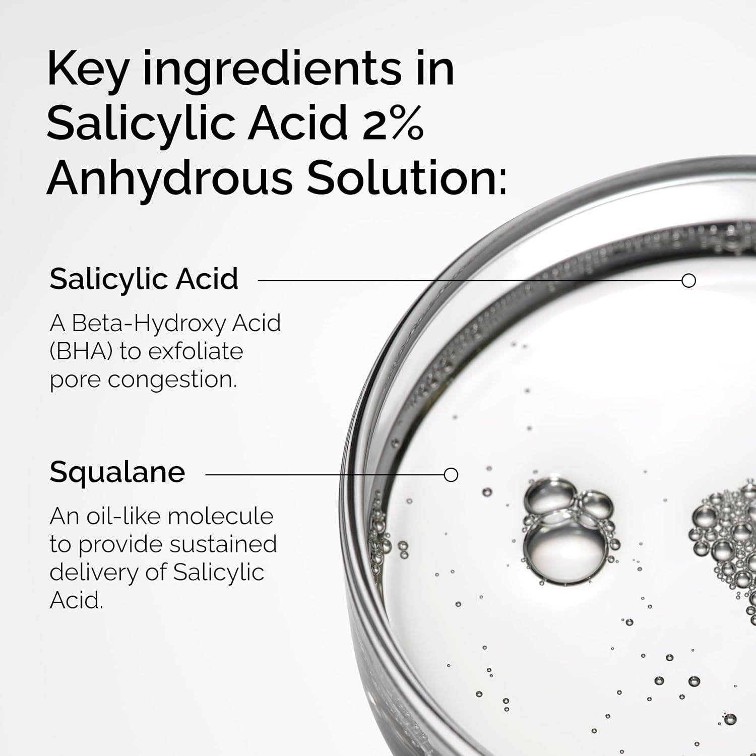 SlimBag The Ordinary Salicylic Acid 2% Anhydrous Solution bottle with dropper for exfoliating and blemish-prone skin treatment
