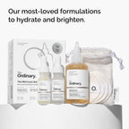 SlimBag The Ordinary Mini Icons Set with travel-sized glycolic acid toner, niacinamide, hyaluronic acid, and reusable rounds for skincare.
