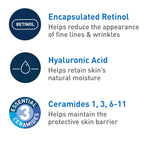 CeraVe Anti-Aging Face Cream with SPF 30, featuring retinol, hyaluronic acid, and ceramides for wrinkle reduction and hydration.