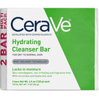 CeraVe Hydrating Cleanser Bar by SlimBag, fragrance-free soap-free facial and body cleanser with moisturizing cream, 2-pack, 4.5 oz each
