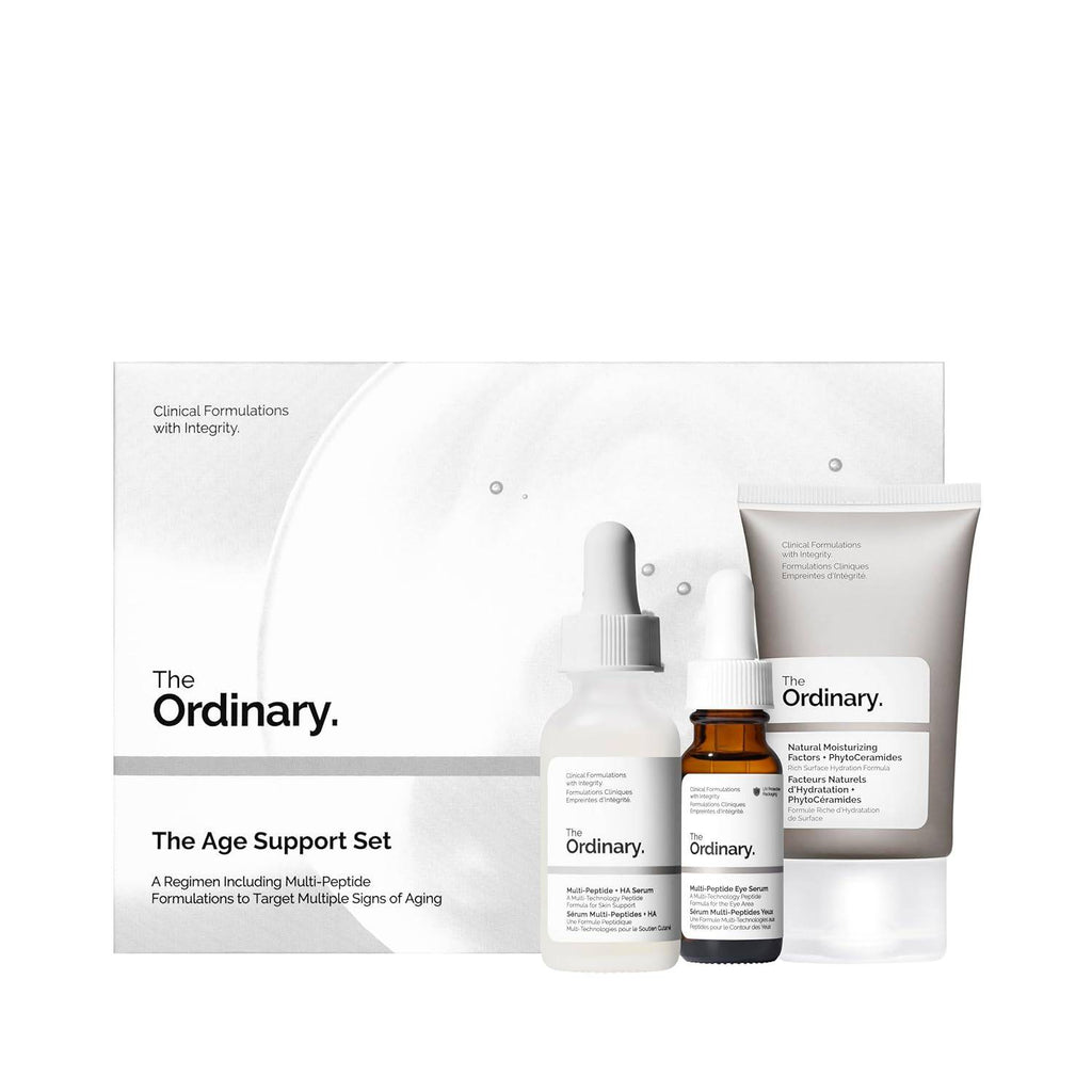 SlimBag The Ordinary Age Support skincare set with multi-peptide, eye serum, and moisturizing factors for anti-aging skin regimen