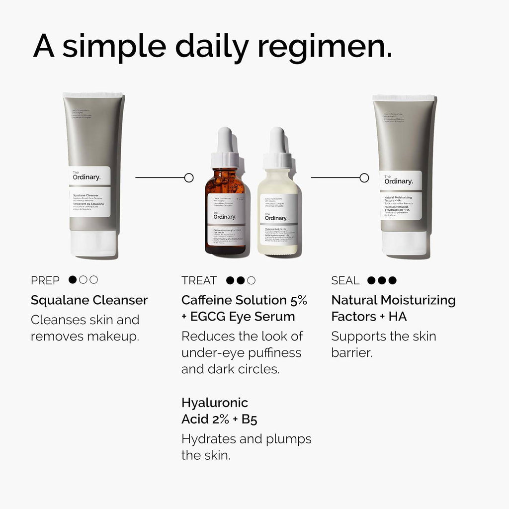 SlimBag depuffing eye serum with caffeine and EGCG for dark circles and tired eyes, in a sleek bottle with a dropper applicator.