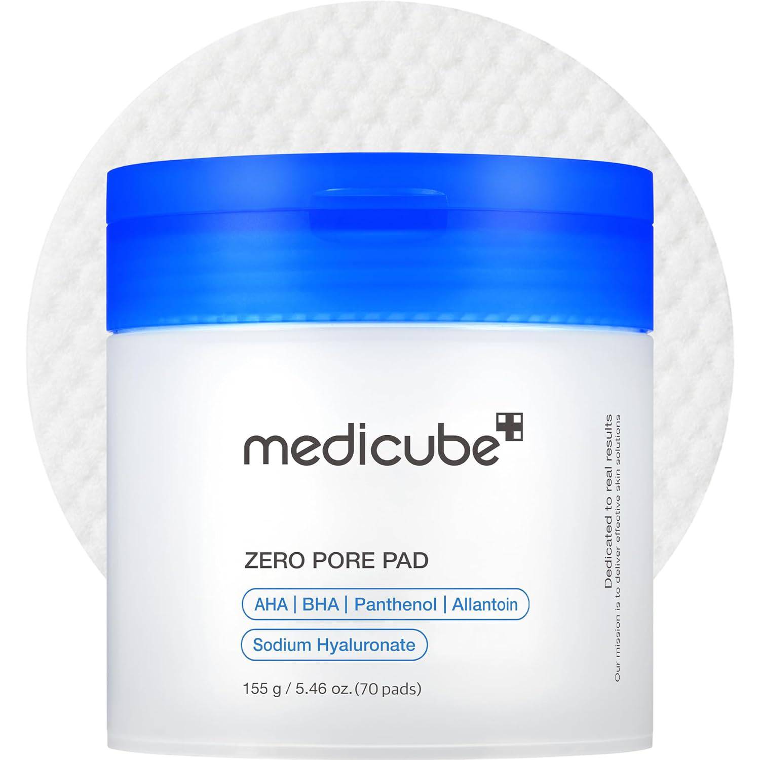 SlimBag medicube Zero Pore Toner Pads with dual-texture for exfoliation, featuring 4.5% AHA and 0.45% BHA for pore care.