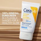 SlimBag CeraVe Hydrating Mineral Sunscreen SPF 30 with sheer tint, zinc oxide, titanium dioxide, in 1.7 oz tube, smooth and evenly blended