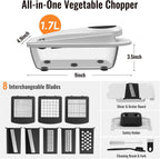 8 Blade All-in-1 Vegetable Chopper Mandoline Slicer with Container, Food Chopper, Onion Chopper, Veggie Cutter for Salad, Kitchen Gadgets Accessories Essentials, White