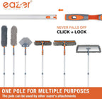 Eazer Squeegee Window Cleaner Tool, 2 in 1 Rotatable Window Cleaning Squeegee Kit with Extension Pole, 62'' Window Washing Kit, Bendable Head for Car Glass - 2 Scraper