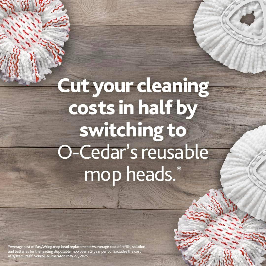 O-Cedar EasyWring Microfiber Spin Mop, Bucket Floor Cleaning System, Red, Gray, Standard