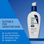CeraVe PM facial moisturizing lotion with hyaluronic acid and niacinamide in a 3-ounce tube, lightweight oil-free night cream for face