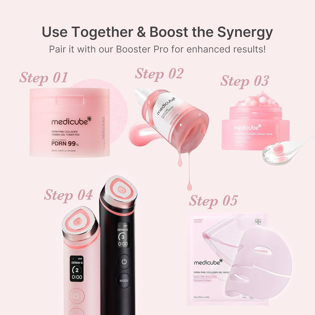 Medicube PDRN Pink Peptide Serum with Salmon DNA, pink glow serum with peptides and niacinamide for hydration and firm skin.