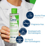 SlimBag CeraVe Hydrating Face Toner with hyaluronic acid, niacinamide, ceramides for sensitive dry skin, fragrance-free, 6.8 fl oz bottle
