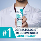 SlimBag CeraVe Acne Foaming Cream Cleanser with 4% Benzoyl Peroxide, hyaluronic acid, niacinamide, and ceramides for face.