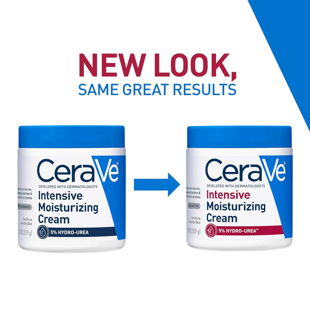 SlimBag CeraVe Intensive Moisturizing Cream for dry skin, 19oz body lotion with shea butter and 72-hour hydration, fragrance-free