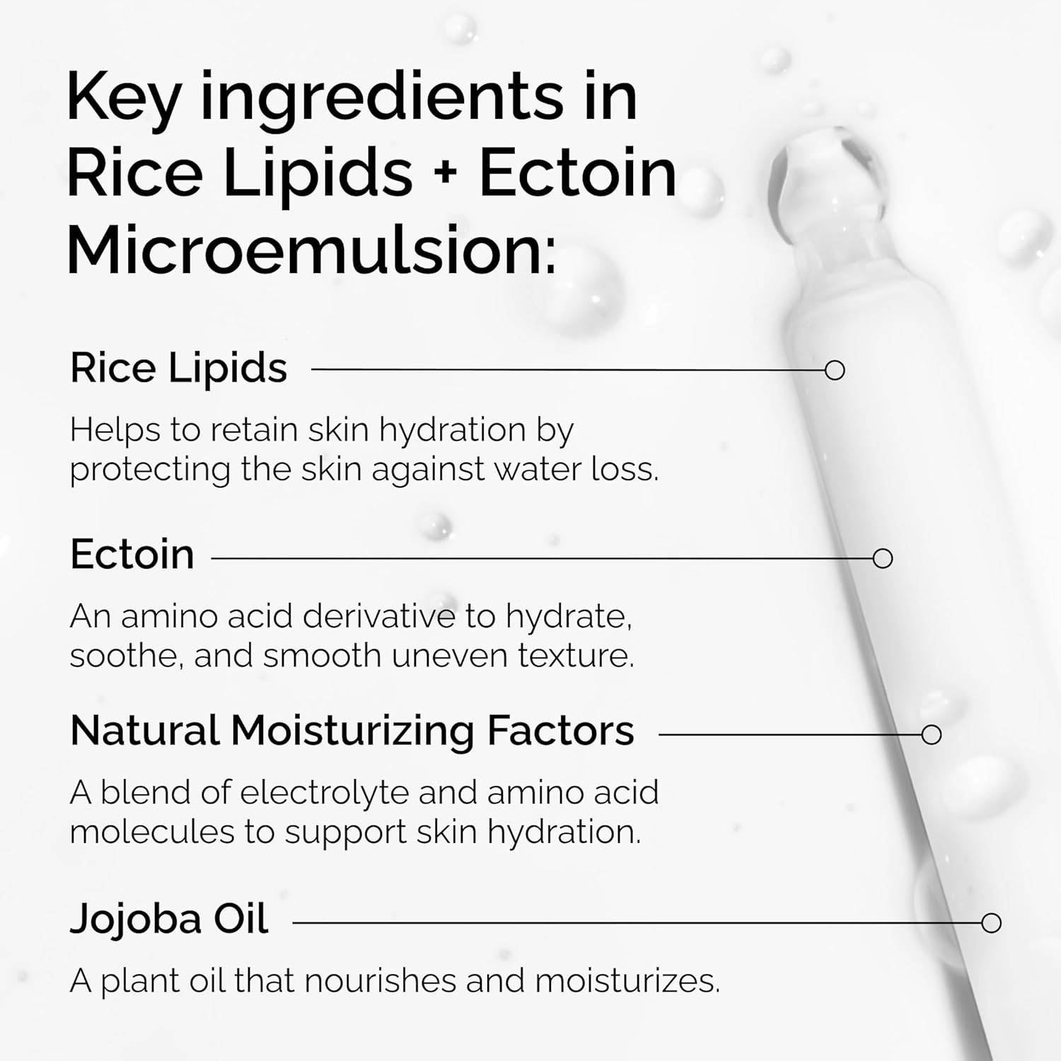 SlimBag The Ordinary Rice Lipids and Ectoin microemulsion moisturizer for dry skin, soothing hydration and barrier repair.