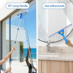Window Cleaning Kit with Bucket 3 Gallon, 14" Window Squeegee and 15" Scrubber with 61" Long Handle, Professional Window Washing Equipment Cleaner Tool for Home Outdoor Commercial Use