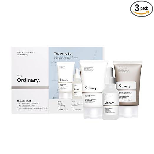 The Ordinary Daily Skincare Set by SlimBag with Squalane Cleanser, Hyaluronic Acid 2% + B5, and Natural Moisturizing Factors in a box