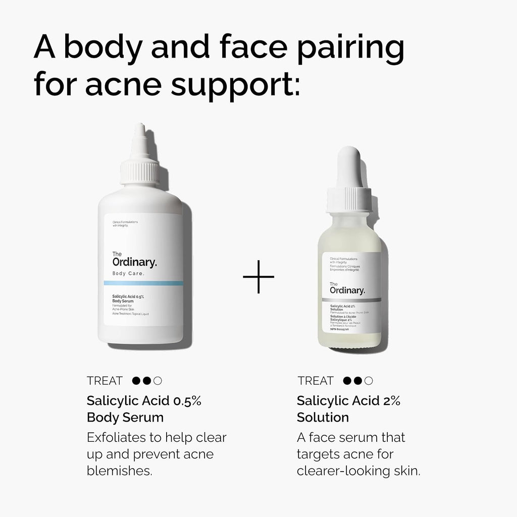 SlimBag The Ordinary Salicylic Acid 0.5% Body Serum in a clear bottle with a pump dispenser, designed for exfoliating acne-prone skin.
