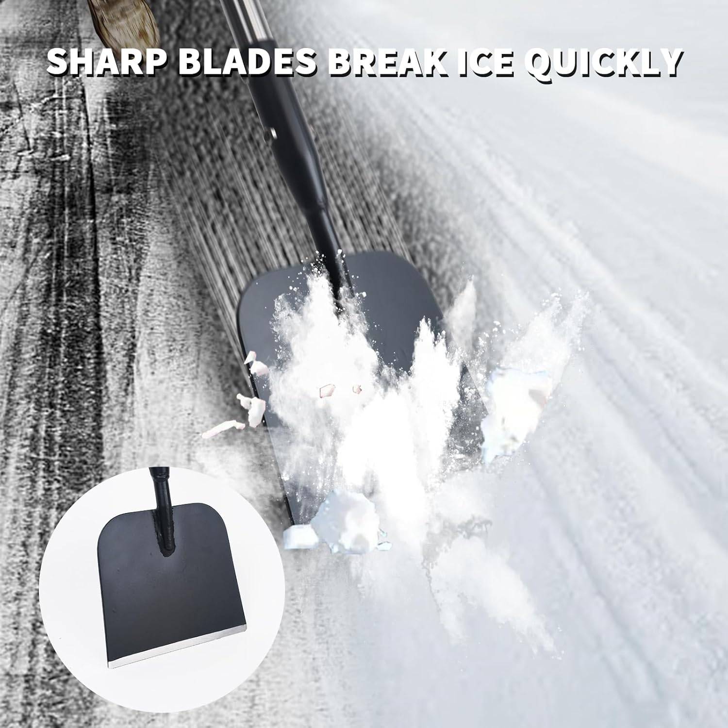 Flat Shovel with Adjustable Handle, 59 in Floor Scraper, Ice Scraper, Garden Cleaning Scraper, Ice Chopper, Snow Shovel, Multifunctional Weed Remover Tool for Walkway Driveway