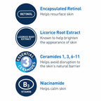 CeraVe Resurfacing Retinol Serum for post-acne marks with licorice root and niacinamide, brightening and pore minimizing for face