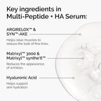 SlimBag The Ordinary Multi-Peptide + Hyaluronic Acid anti-aging serum bottle, 1 fl oz, with serum dropper and sleek packaging