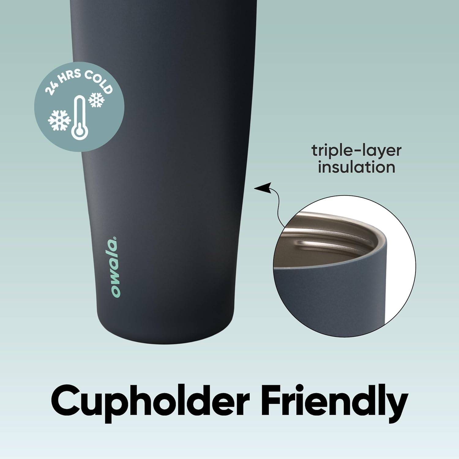Owala FreeSip Tumbler Insulated Stainless Steel Water Bottle with Built-in Straw and Side Handle, For Travel, Work, School, and Sports, 40oz, BPA Free, Leak Proof, Foggy Tide