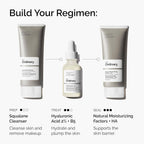 SlimBag skincare serum bottle featuring The Ordinary Hyaluronic Acid 2% + B5 with ceramides for deep skin hydration and plumping effects.