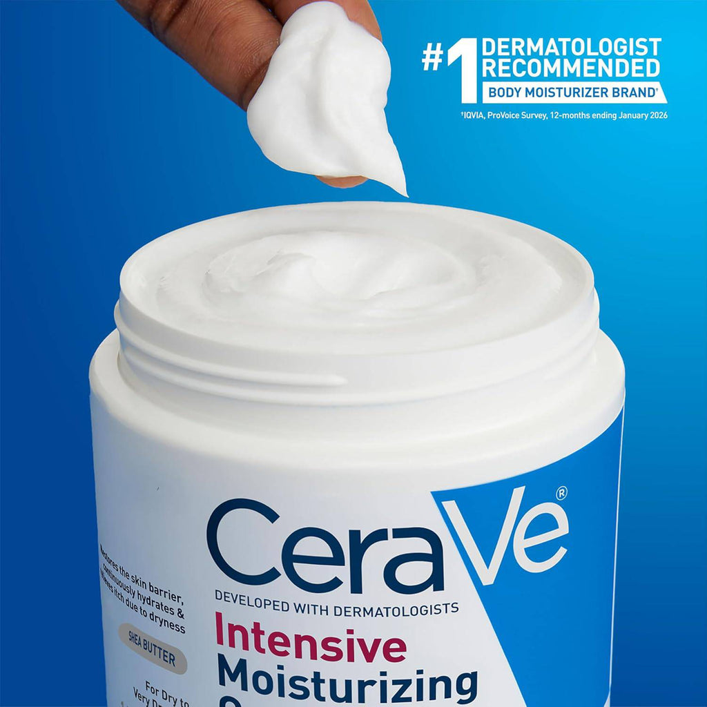 SlimBag CeraVe Intensive Moisturizing Cream with Shea Butter for dry skin, 19oz fragrance-free body lotion, 72-hour hydration