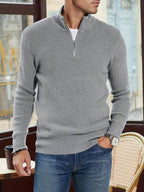 Men’s Half-Zip Knit Sweater | Slim Ribbed Pullover