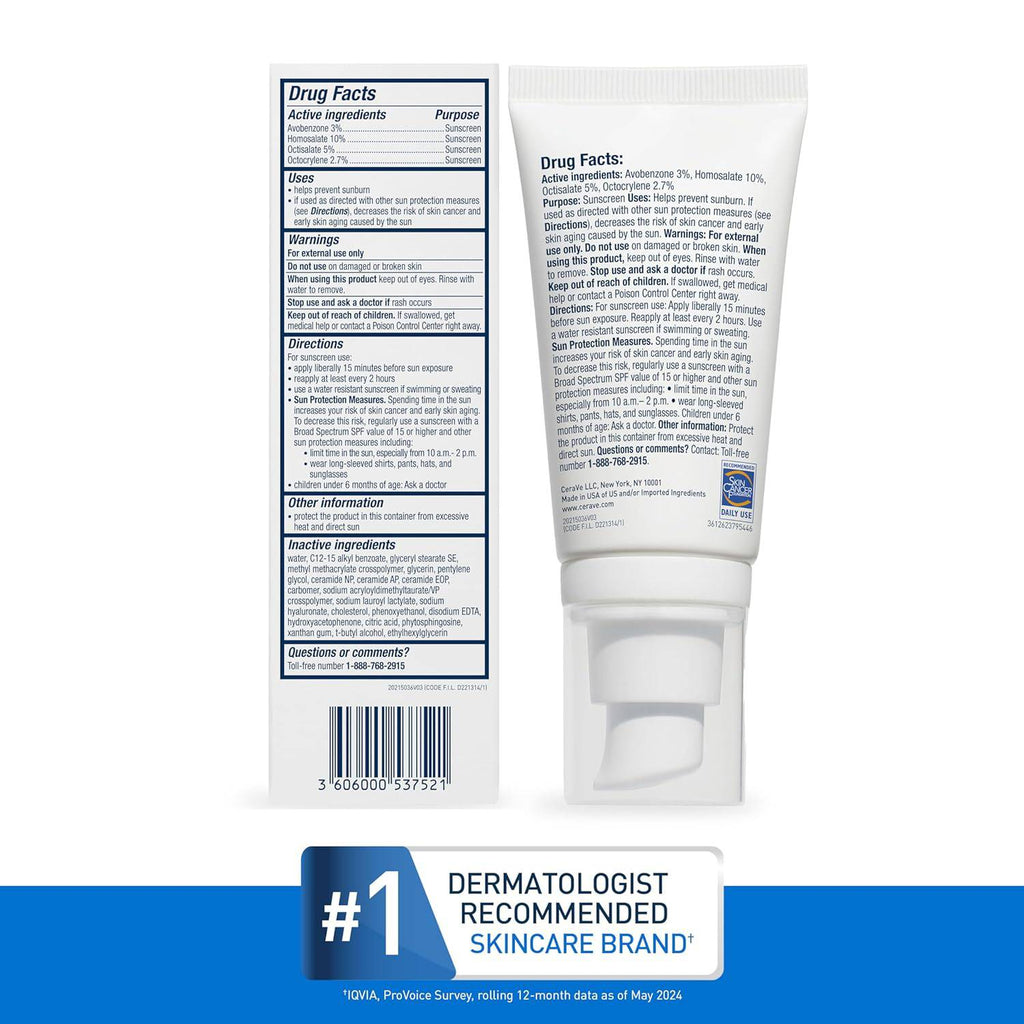 SlimBag CeraVe Ultra-Light Moisturizing Lotion with SPF 30, oil-free face moisturizer with hyaluronic acid and ceramides in a 1.7 oz bottle