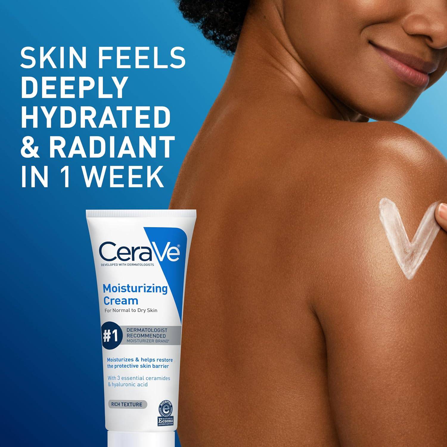 SlimBag CeraVe Moisturizing Cream for face and body on a white background, 8 oz jar for normal to dry skin.