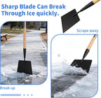 Wooden Handle Ice Scraper&Chopper for Driveway Sidewalk, Heavy Duty Ice Chipper, Ice Breaker Tool, Ice Shovel&Chisel&Spud, Floor Scraper for Ice Removal(56In)