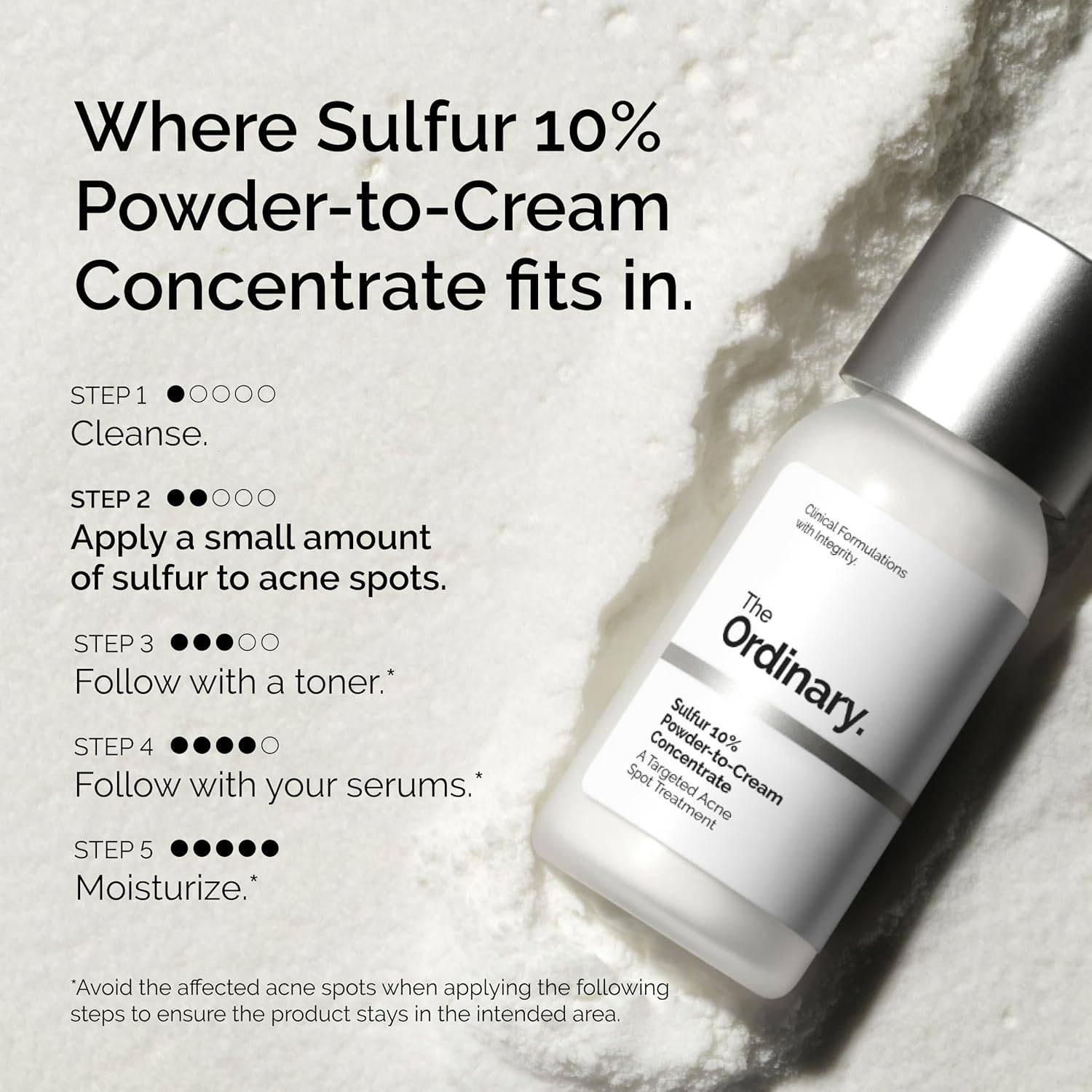 SlimBag The Ordinary Sulfur 10% Powder-to-Cream Acne Spot Treatment with pimple-reducing and redness-soothing properties, 0.18 oz