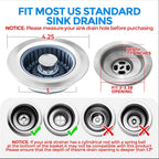 Sink Drain Strainer - Sink Stopper Kitchen Drain, 3 in 1 Kitchen Sink Drain Strainer with Anti-Clogging Basket, Kitchen Gadgets Clearance Sink Accessories, Fit US Standard 3-1/2'' Sink Hole, Silver