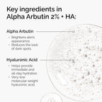 SlimBag The Ordinary Alpha Arbutin 2% and Hyaluronic Acid serum in a 1 fl oz bottle, highlighting brightening and dark spot targeting.