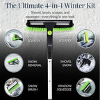 Best Choice Products 4 in 1 Snow Brush with Shovel, Squeegee & Ice Scraper, Up to 39" Extendable Foam Grip, 270° Pivoting Snow Brush for Car Truck SUV, Storage Bag Included - Lime