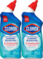 CLOROX Toilet Bowl Cleaner Clinging Bleach Gel, Ocean Mist, 24 Fl Oz, Pack of 2 (Package May Vary)