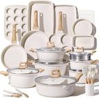 CAROTE 44pcs Pots and Pan Set Nonstick, Cookware Sets, Cooking Set Non Stick, Induction Cook Ware with Bakeware Set, Kitchen Knife Set