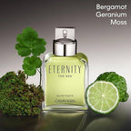 Calvin Klein Eternity men's eau de toilette cologne with fougère scent, featuring notes of mandarin and sage.