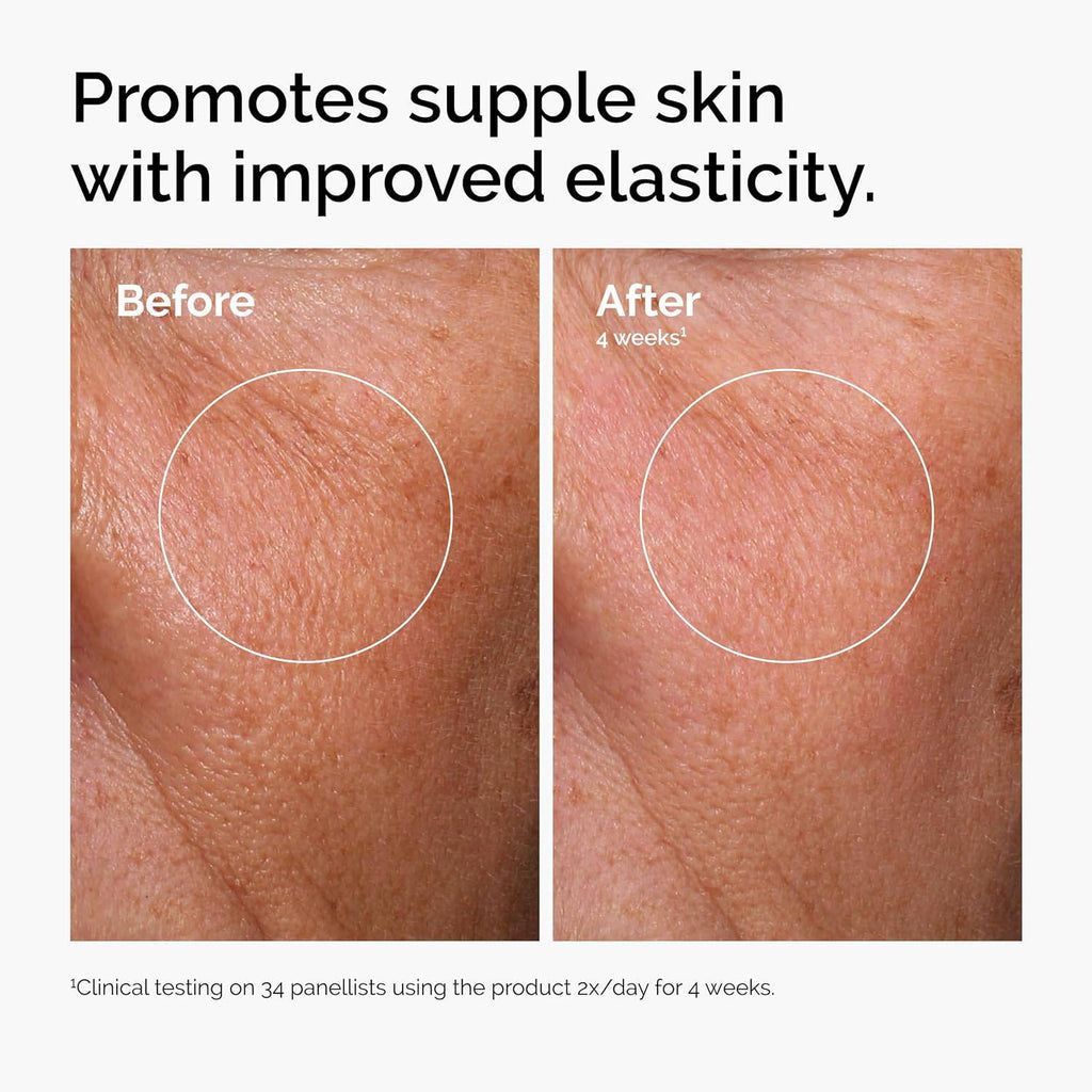 SlimBag hyaluronic acid 2% + B5 hydration serum with ceramides for plumper, smoother skin, shown in a clear bottle on a white background.