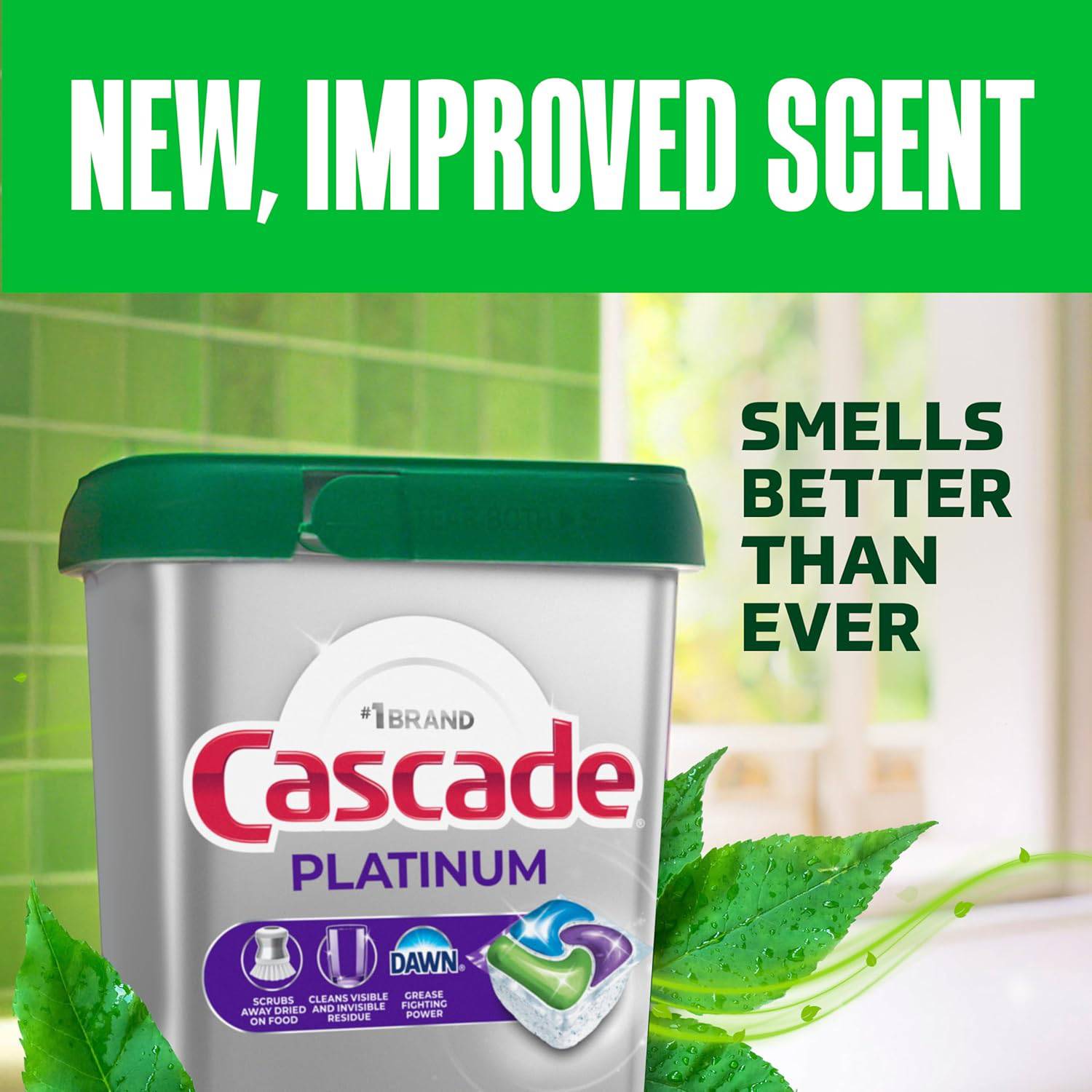 Cascade Platinum Dishwasher Pods, Dishwasher Detergent, Dish Detergent Soap, Fresh, 71 count