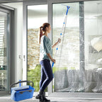 Window Cleaning Kit with Bucket 3 Gallon, 14" Window Squeegee and 15" Scrubber with 61" Long Handle, Professional Window Washing Equipment Cleaner Tool for Home Outdoor Commercial Use