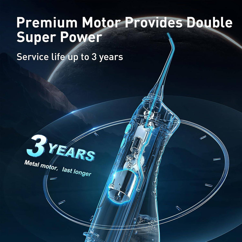 COSLUS Water Dental Flosser Teeth Pick: Portable Cordless Oral Irrigator 300ML Rechargeable Travel Irrigation Cleaner IPX7 Waterproof Electric Flossing Machine for Teeth Cleaning C20(F5020E)