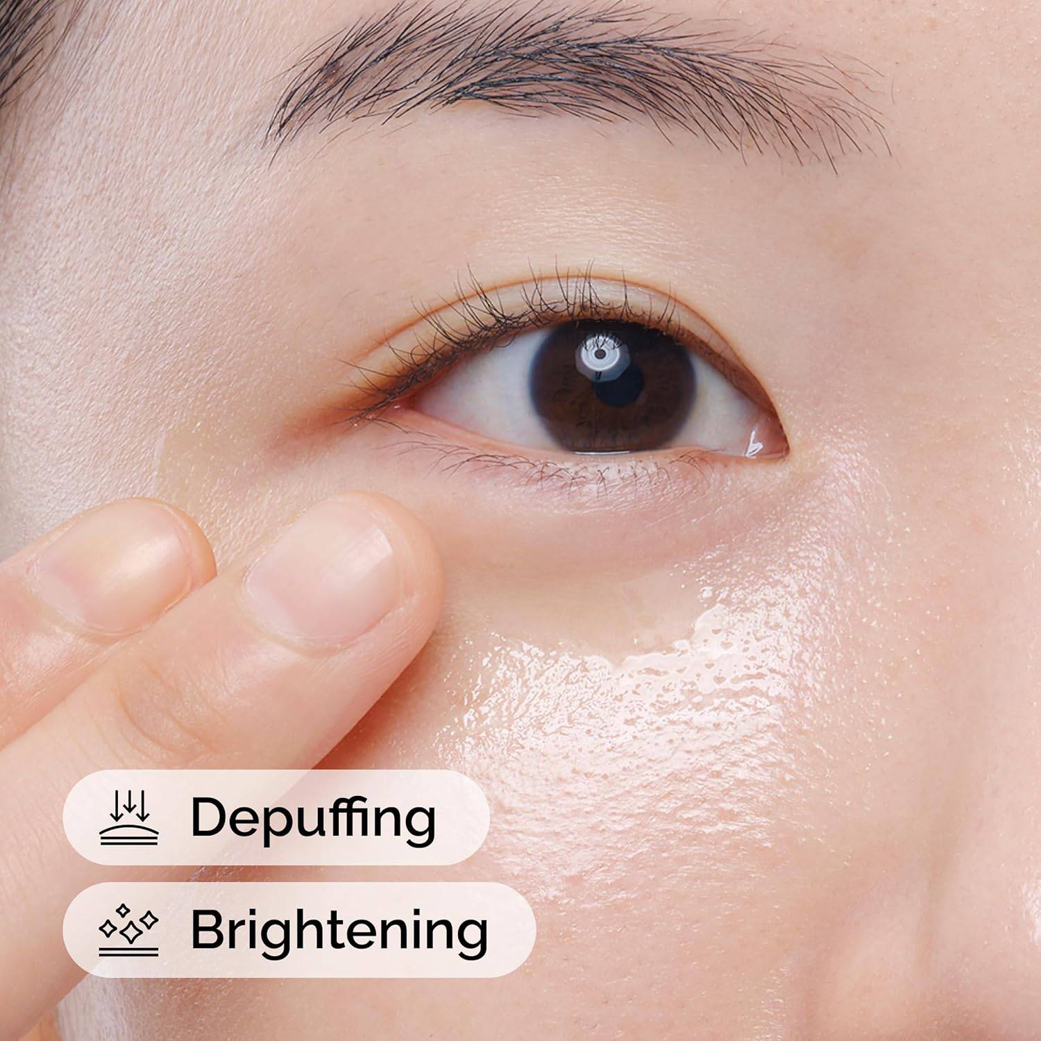 SlimBag eye serum bottle featuring The Ordinary Caffeine Solution 5% + EGCG for depuffing dark circles and tired eyes.