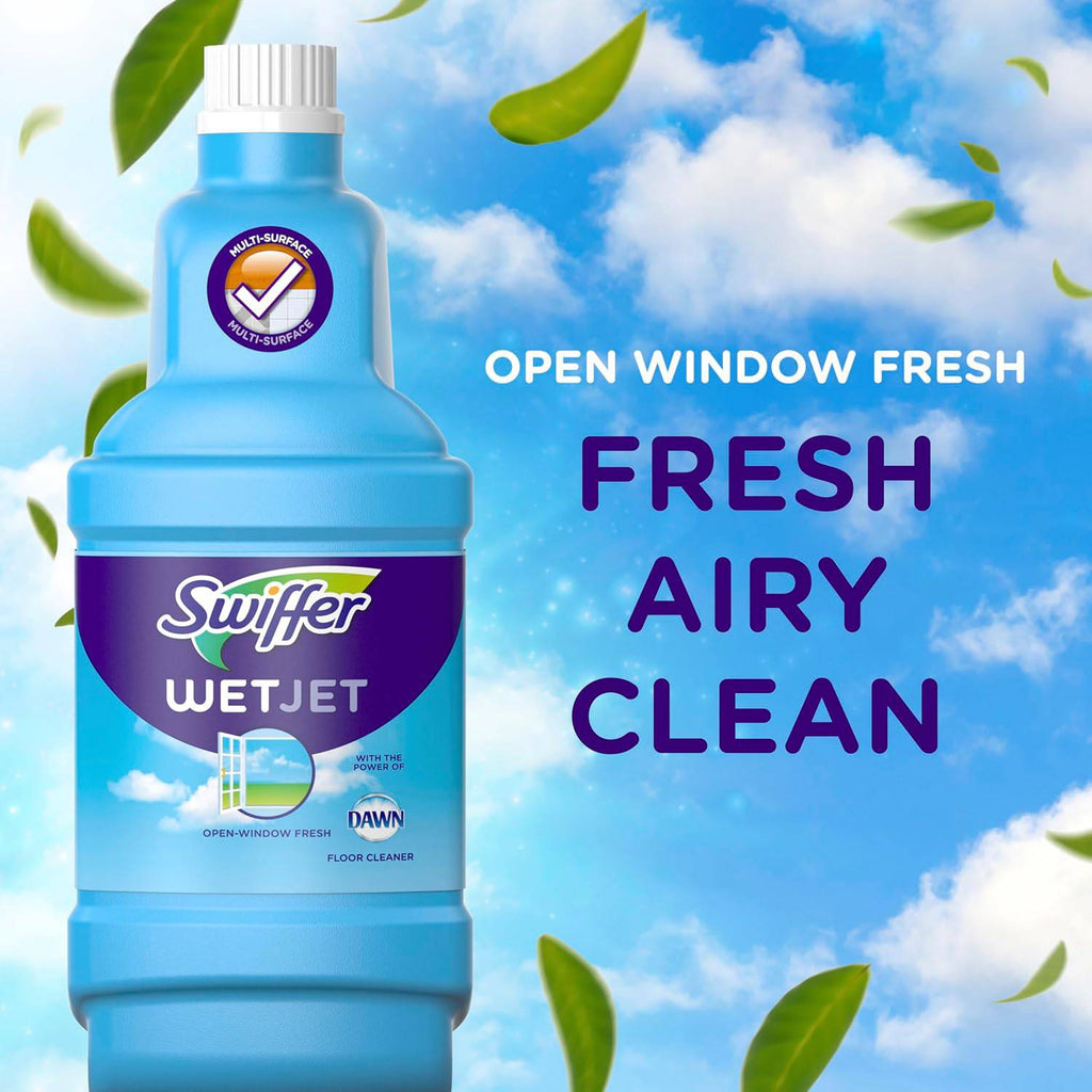 Swiffer WetJet Hardwood and Floor Spray Mop Cleaner Starter Kit, Includes: 1 Power Mop, 10 Pads, Cleaning Solution, Batteries