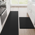 StepRite Kitchen Mats, 2PCS Kitchen Rugs, Cushioned Anti Fatigue Kitchen Mats for Floor, Non-Slip Standing Desk Mat, Waterproof Kitchen Rug Set for Kitchen, Floor, Office, 17.3"x30"+17.3"x47", Black