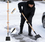 Wooden Handle Ice Scraper&Chopper for Driveway Sidewalk, Heavy Duty Ice Chipper, Ice Breaker Tool, Ice Shovel&Chisel&Spud, Floor Scraper for Ice Removal(56In)