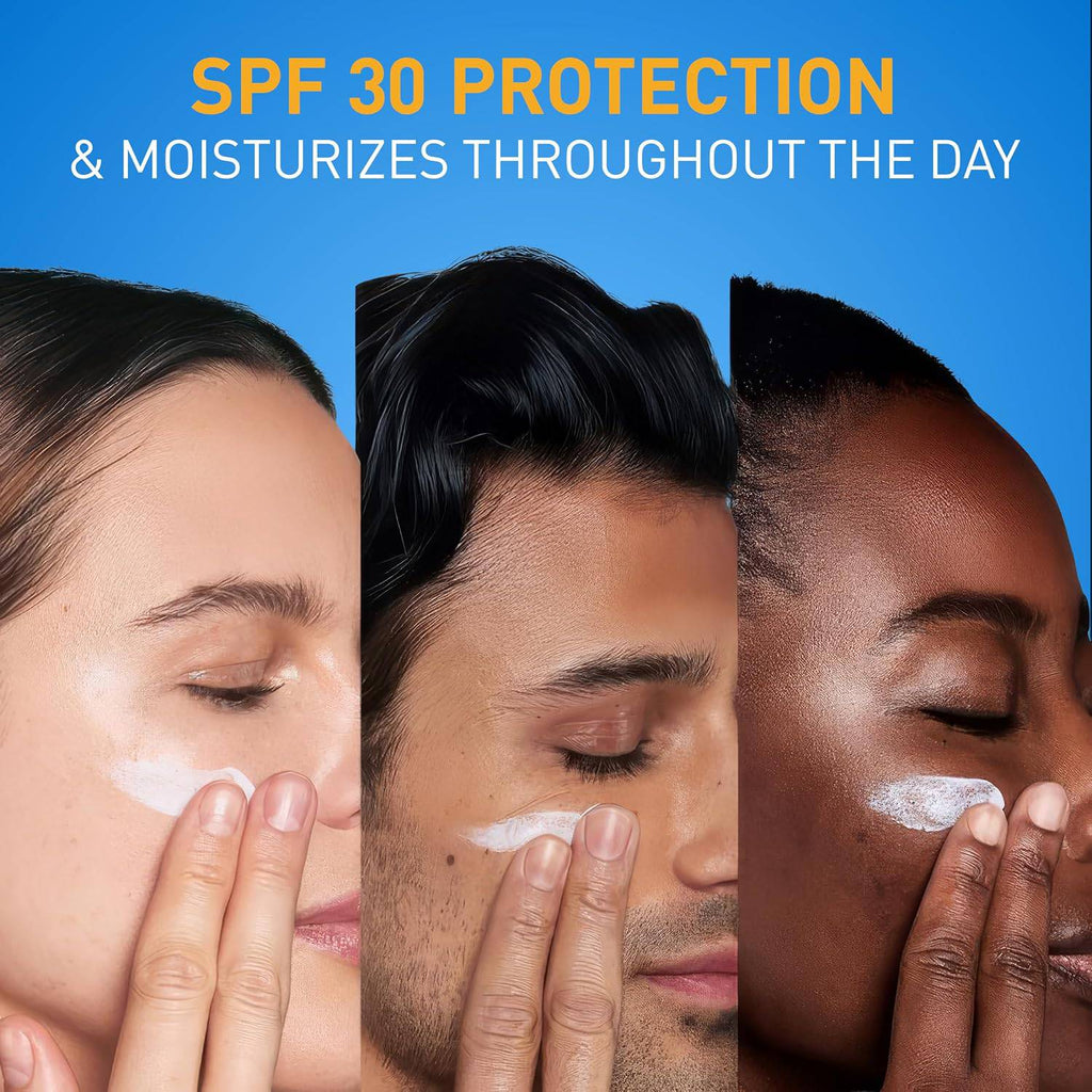 SlimBag CeraVe AM facial moisturizer with SPF 30, oil-free face lotion with hyaluronic acid and niacinamide, non-comedogenic.