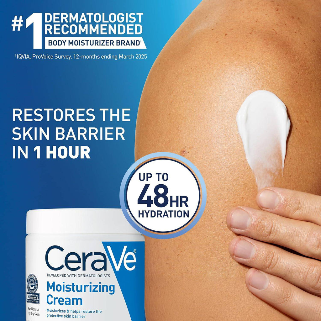 SlimBag CeraVe Moisturizing Cream for dry skin, body and face, with hyaluronic acid and ceramides, fragrance-free, 19 oz jar
